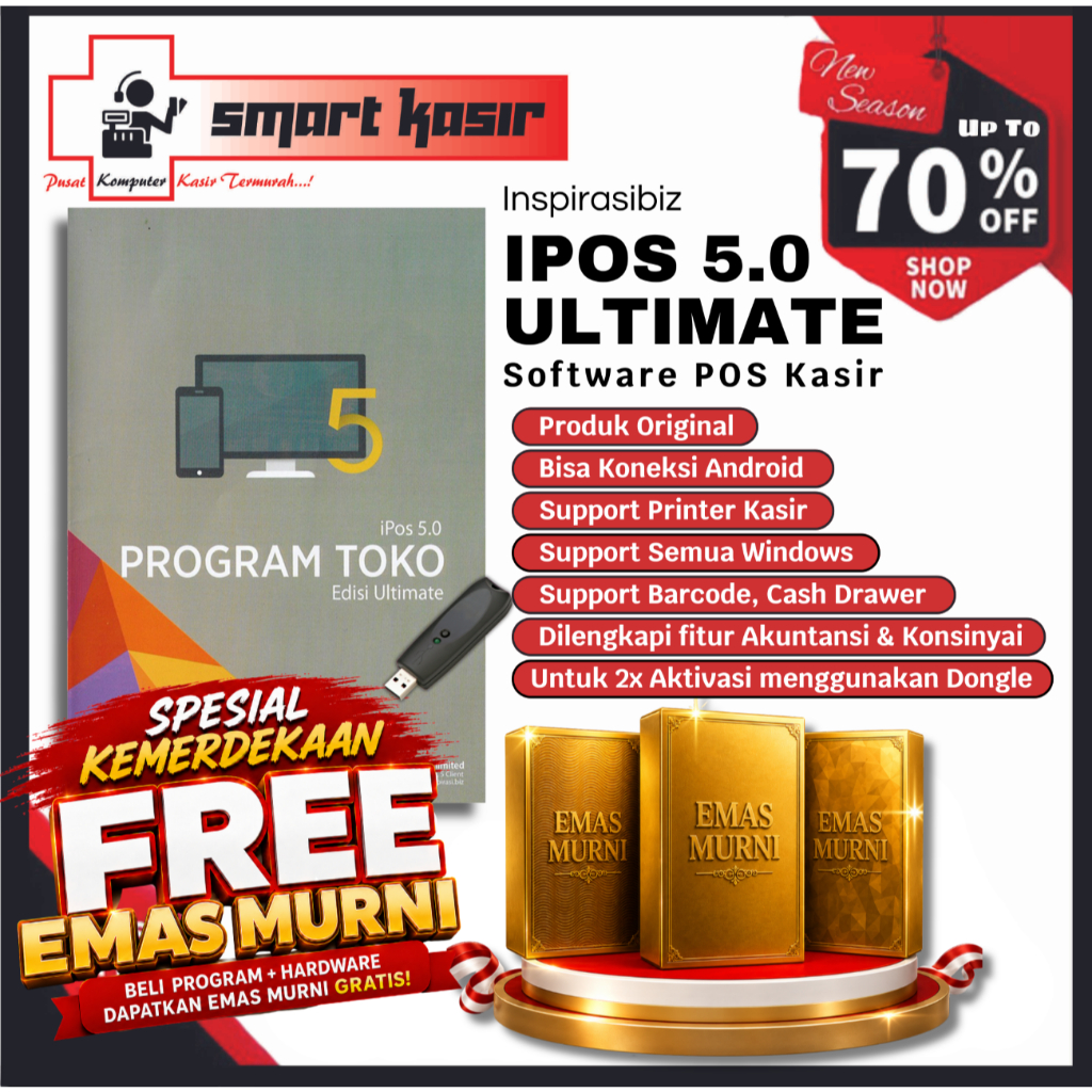 Program Kasir Toko IPOS 5.0 Ultimate [AKTIVASI DONGLE] | Program Kasir IPOS 5 Ultimate | Program Kas