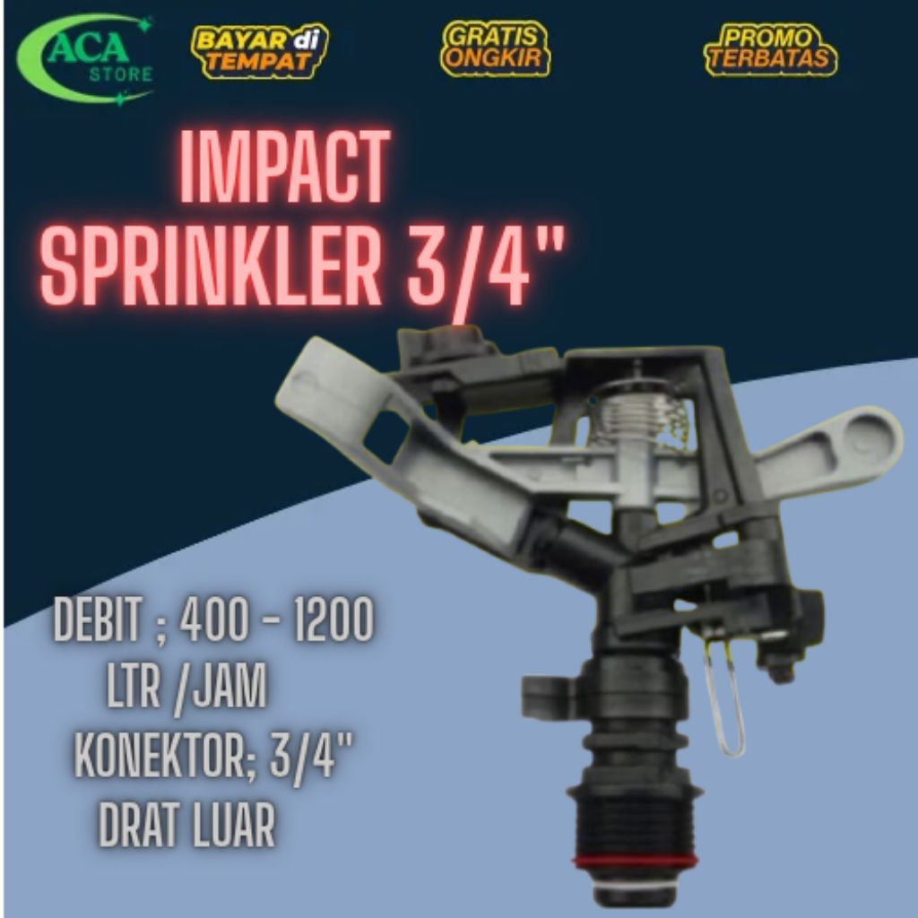 Sprinkler Impact Tembak 3/4 inchi Sistem Irigasi Sprinkler Pertanian Sprinkler Taman Kebun ACA STORE