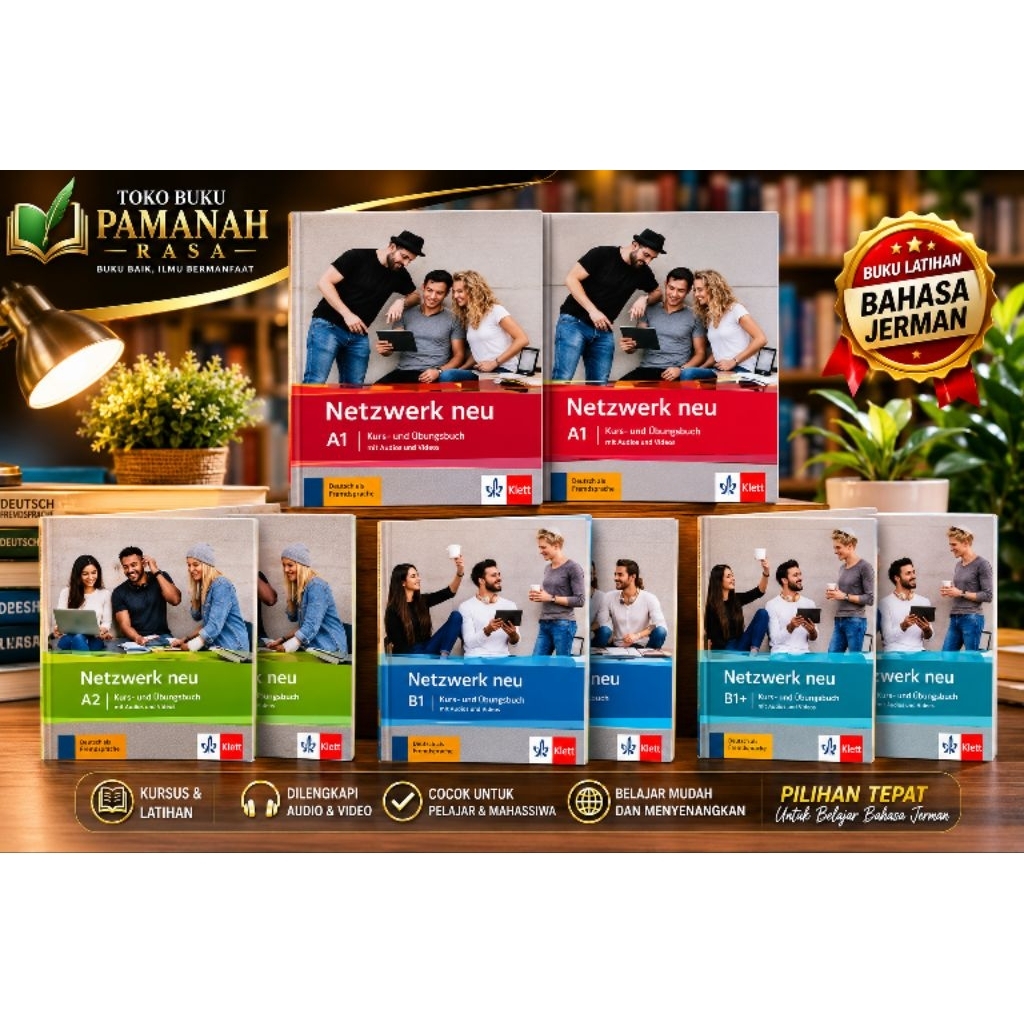 Buku Belajar Bahasa Jerman Netzwerk Neu A1 A2 B1 – Kursbuch & Übungsbuch – Buku Latihan Bahasa Jerma