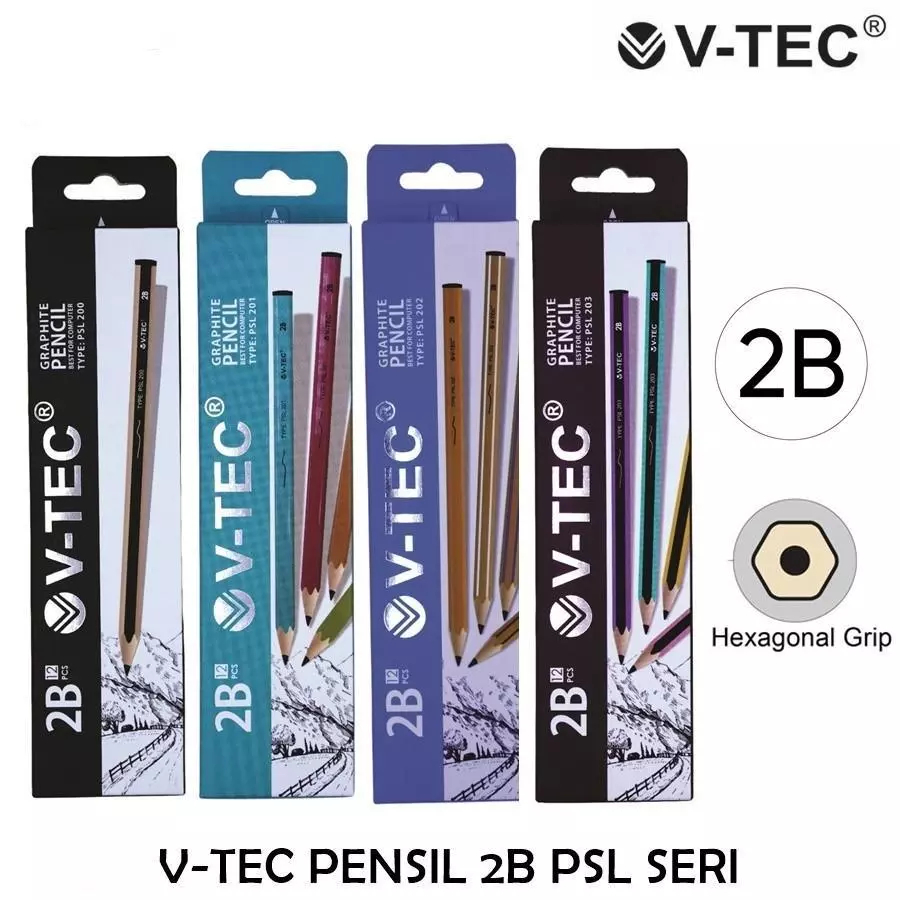 (PACK) V-TEC Pensil Kayu 2B / V-TEC Pencil Graphite 2B
