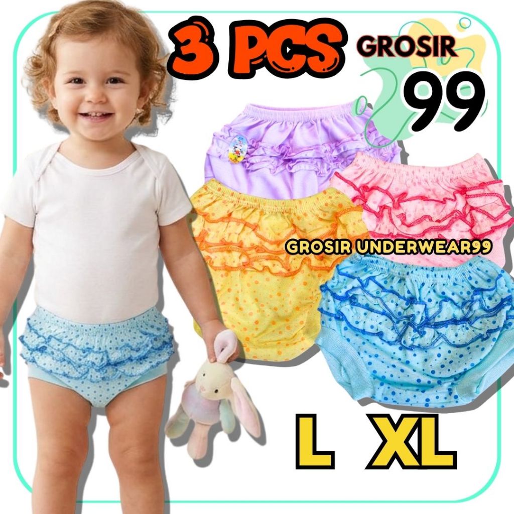 TERLARIS ISI 3 PCS Celana Pop Rempel MHL Anak Cewek / Short Pants Kids Pendek Ukuran L XL GROSIR99