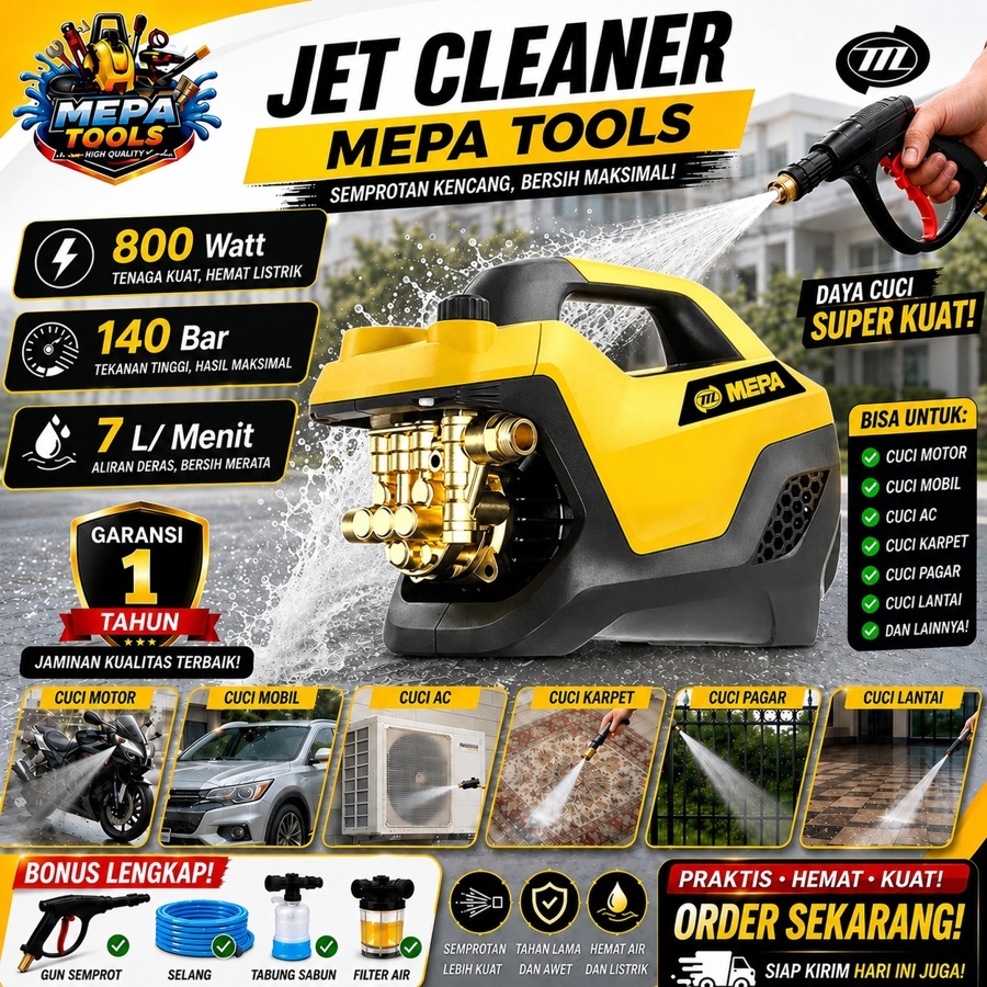 MEPA  Alat Steam Cuci Motor & Mobil Jet Cleaner Cuci AC Dan Lain nya High Pressure Washer 450W 600W 