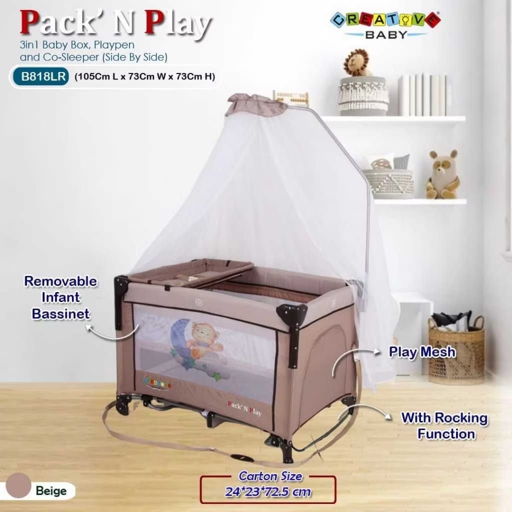 Pliko Baby Box Ayun Creative Baby 818 tempat tidur Bayi baru lahir new born 3in1 pack n play, plaype