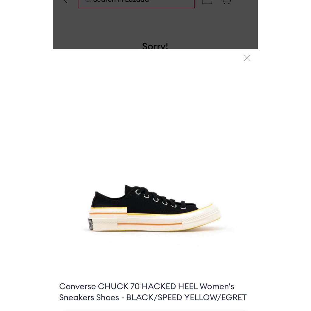 preloved Converse CHUCK 70 HACKED HEEL Women's Sneakers Shoes - BLACK/SPEED YELLOW/EGRET