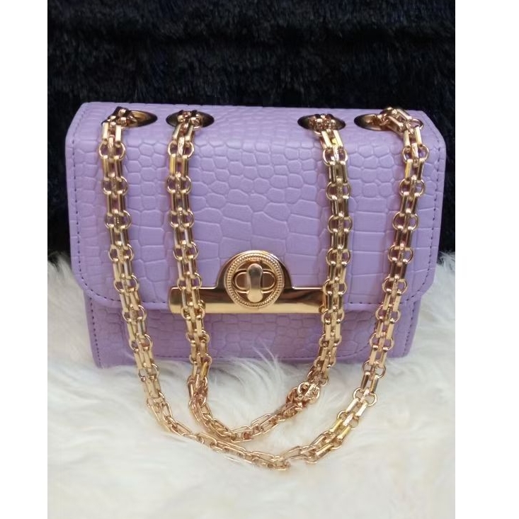Tas Selempang Croco Ungu Lilac