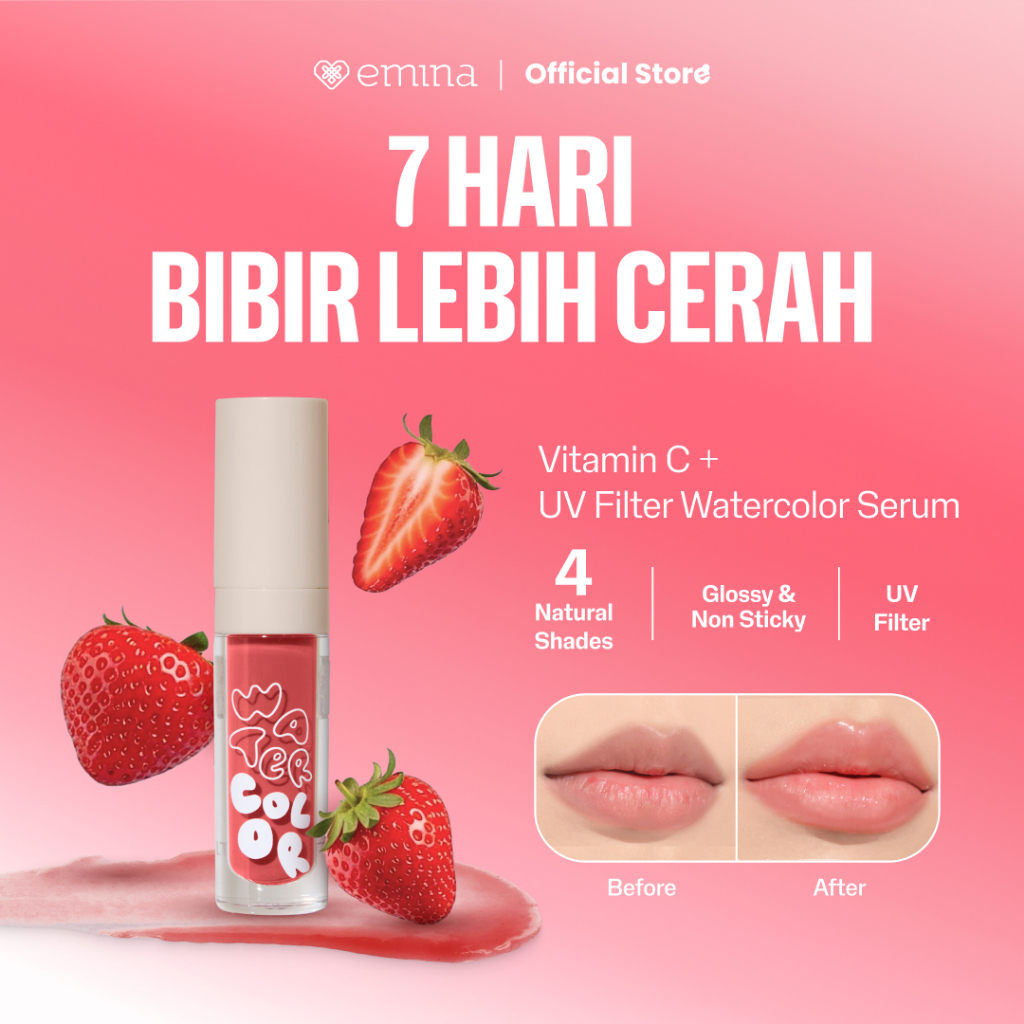 Emina Watercolor Lip Serum - Serum Bibir Tinted Mencerahkan dalam 7 Hari