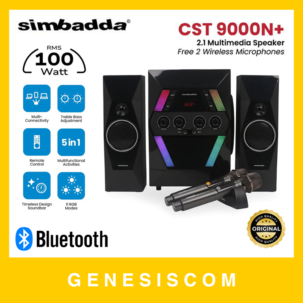 SIMBADDA CST 9000N+ Free 2 Mic - Speaker Desktop 2.1 Bluetooth Multimedia RGB Subwoofer Bass Wireles