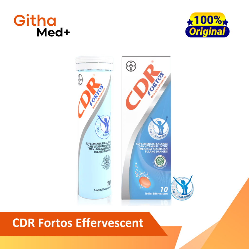 CDR Fortos Effervescent 10 Tablet - Suplemen Kalsium & Vitamin D untuk Tulang, Ibu Hamil & Menyusui