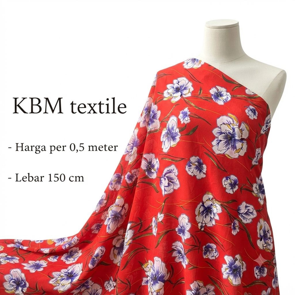 Kain Ceruty Motif Bunga Besar – Cocok untuk Outer, Dress, Blouse
