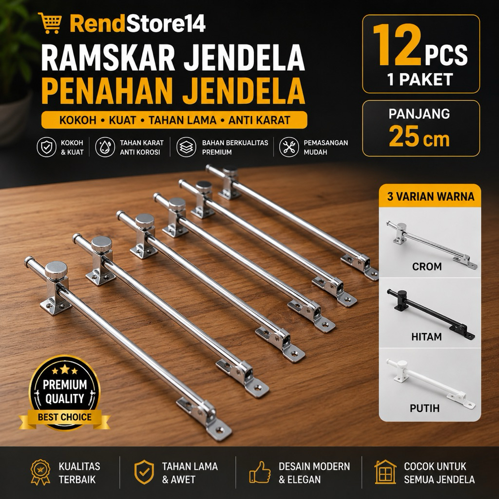 (12Pcs)PROMO Lamskar Ramskar Penahan Jendela Panjang 25cm