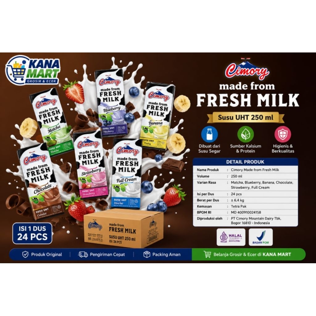 Susu UHT Cimory 250 ml - Rasa Almond, Choco Malt, Salted Caramel
