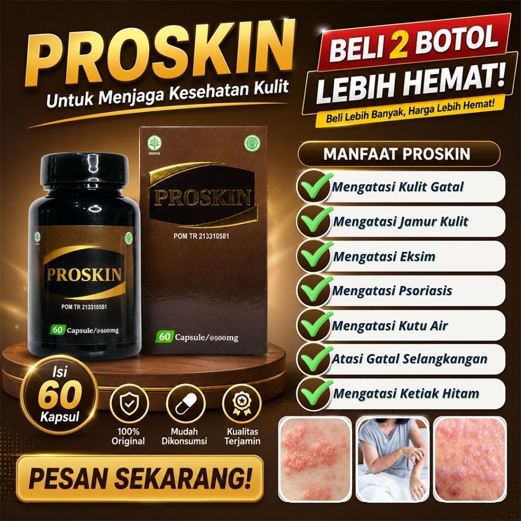 PROSKIN Kapsul Binahong Obat Gatal Kulit Jamur Panu Hapuran Kadas Kurap Eksim Kutu Air Psoriasis Ale