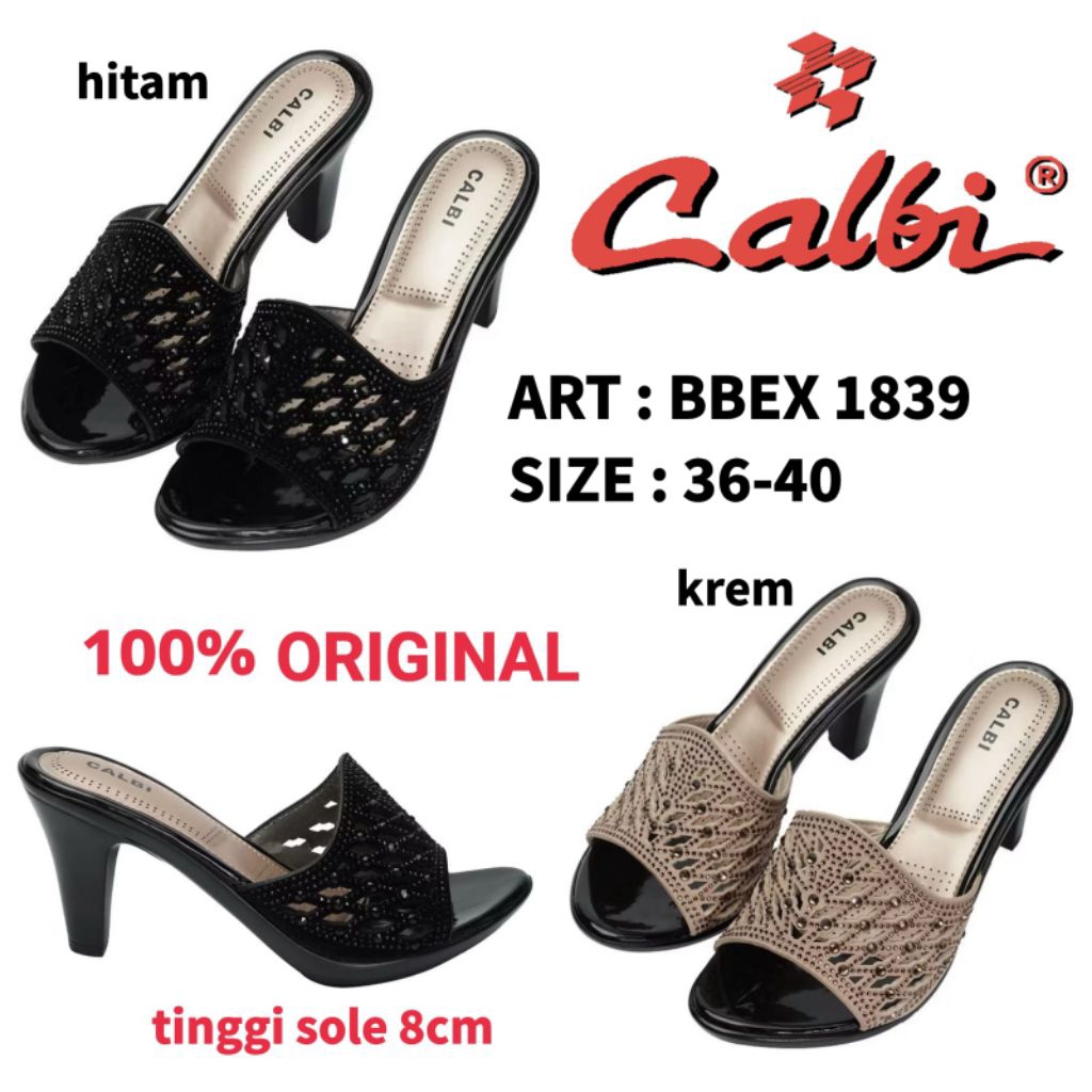 SANDAL SELOP WANITA BY CALBI 100% ORIGINAL Hitam SIZE 36-40 ART BBEX 1839 Sandal Pesta Kondangan Jag