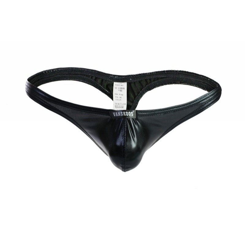 VANSKOOS Men Thong CD Celana Dalam Pria Metalic Thong Hitam VS10K
