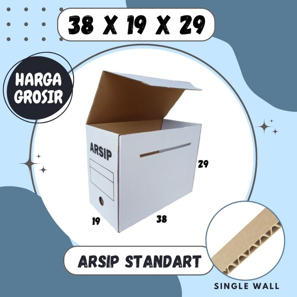 Box Arsip Print Standart 38x19x29 Putih Kardus File Arsip Packing/polos/Arsip/File/filebox/arsipbox/