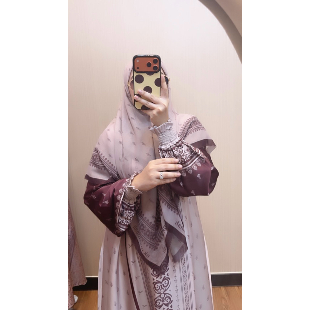 [Pre-Order] Nk 27 - Gamis Set Printing Nk Muslimah Motif elegan + Hijab Voal