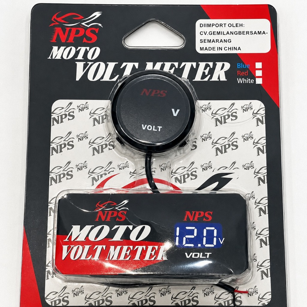 Voltmeter Bulat Digital LED Merah Biru DC 6-100V Pengukur Tegangan Aki Mobil Motor Voltage Meter