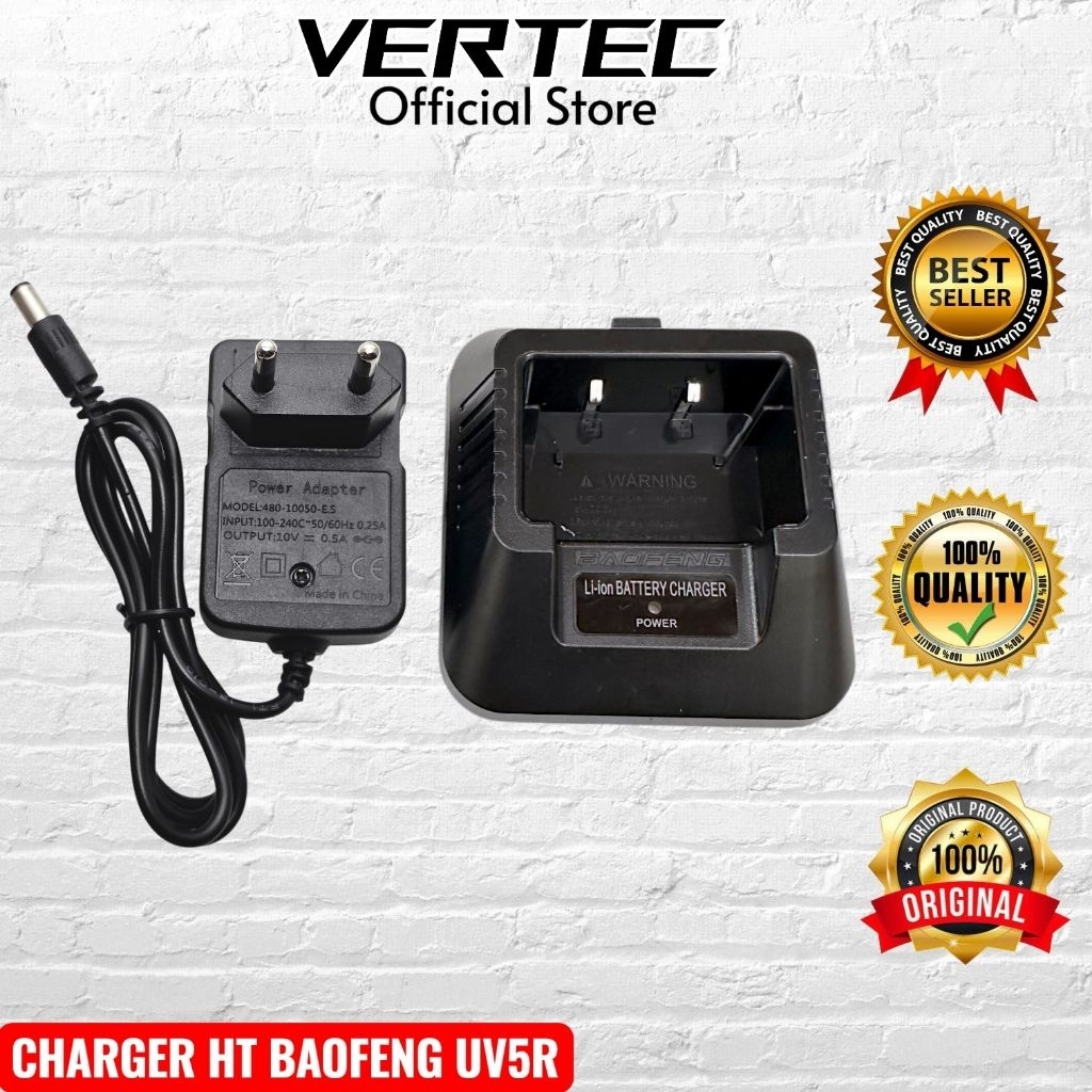 Charger HT Baofeng UV5R Original Asli Compatible Vertec VT-5R Comteck Pofung BJH Merodith Texas TX-2