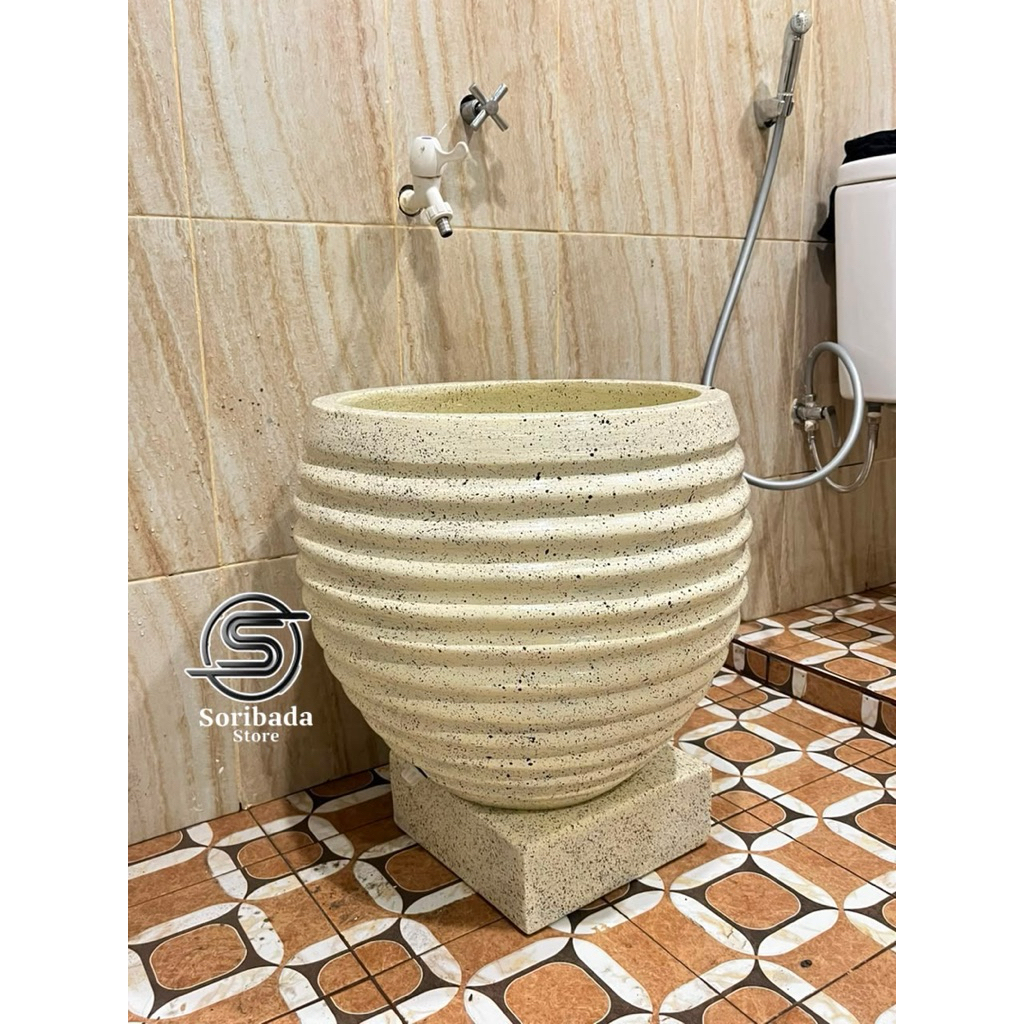 Bak Mandi Semitraso Batu Alam Unik dan Keren | Bak Traso | Bak Mandi Estetik | Gentong Air | Bak Man