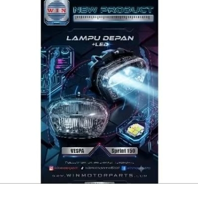 lampu depan vespa sprint 150/reflektor vespa sprint 150+led/win