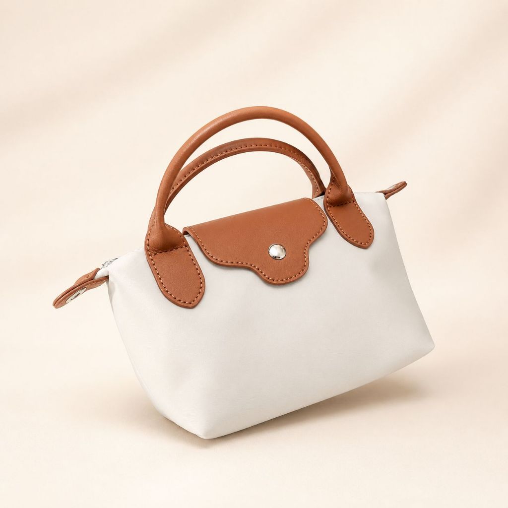 Onnia Studio Mini Tote Bag | Milk Tea | Premium Nylon 2 Way Bag Hand Bag
