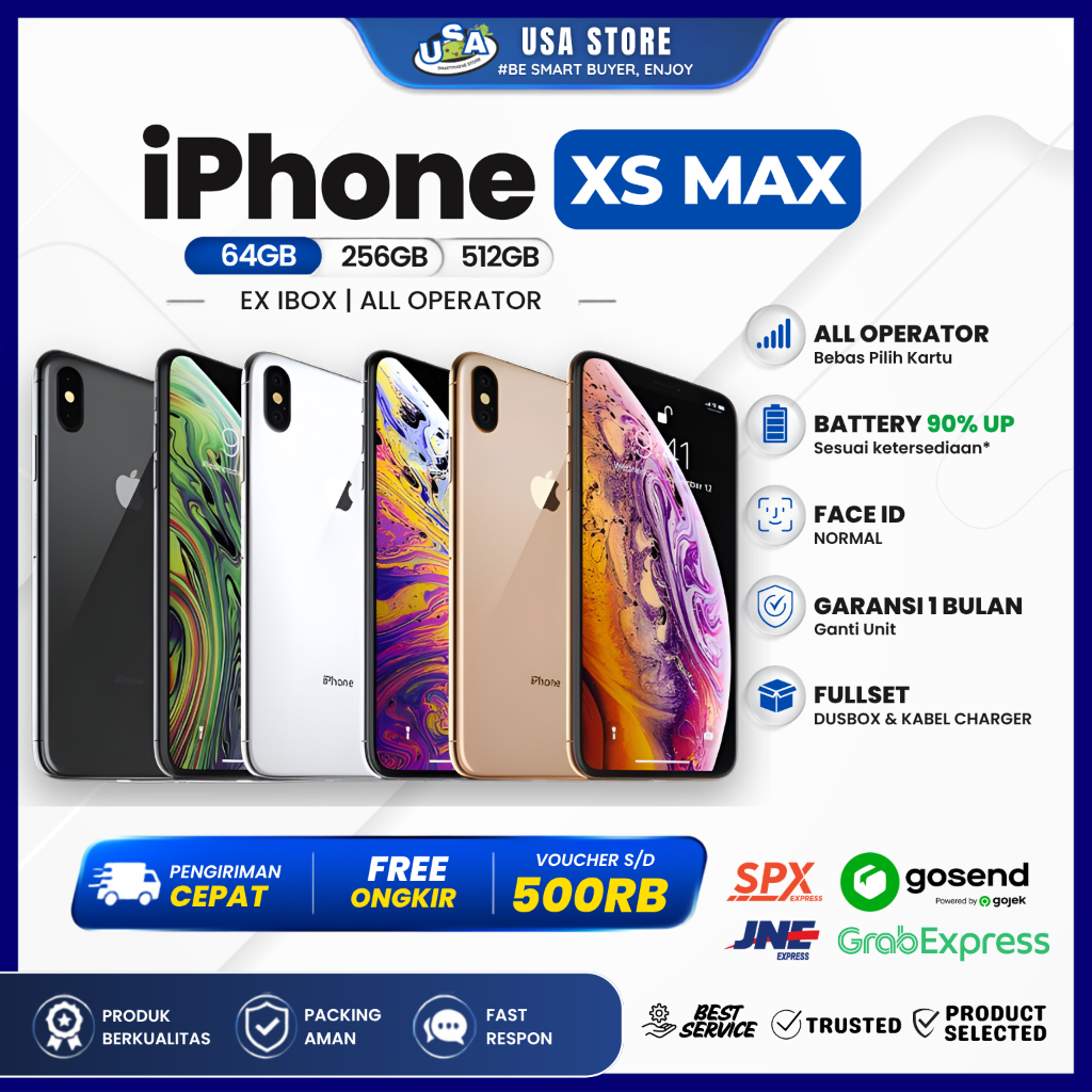 iPhone XS Max Secondhand BerGaransi Fullset Original iPhone 64GB 256GB 512GB