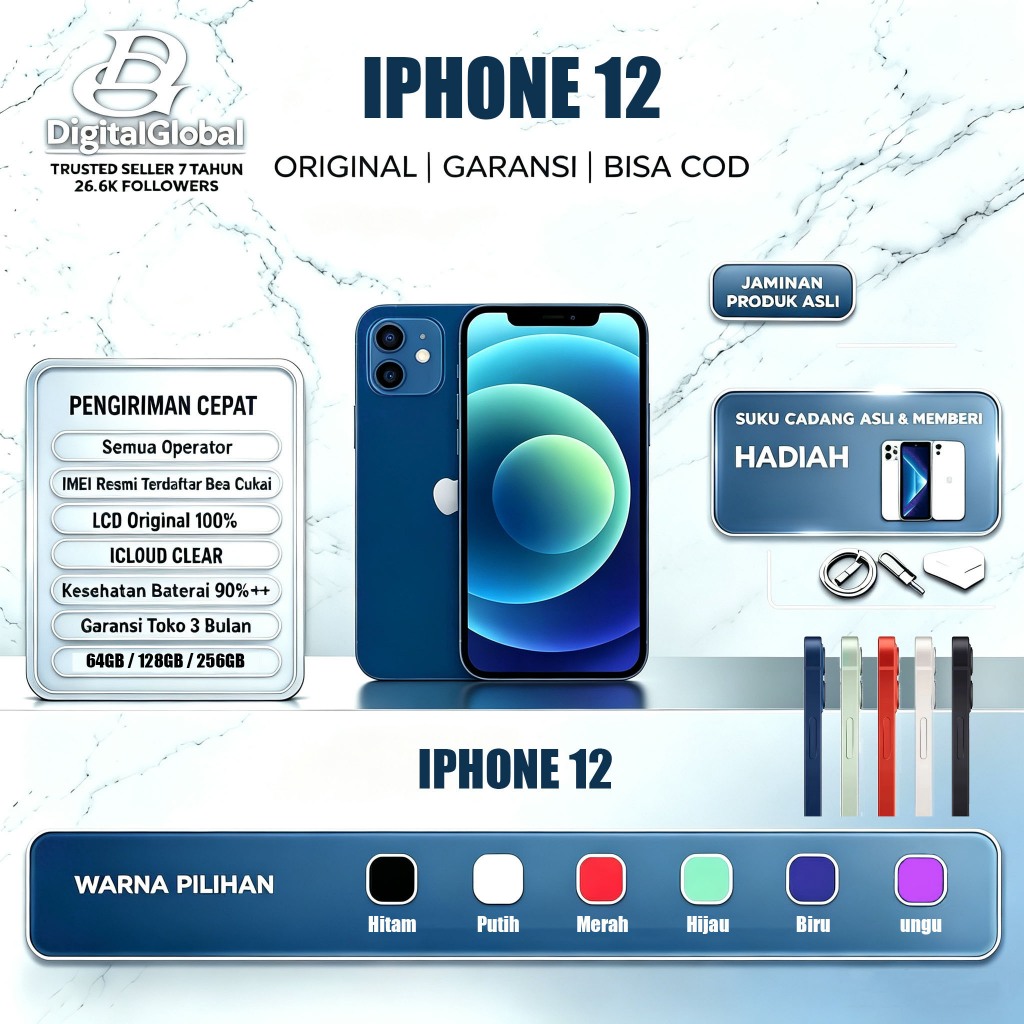 IPhone 12 Second Original 64GB/128GB/256GB