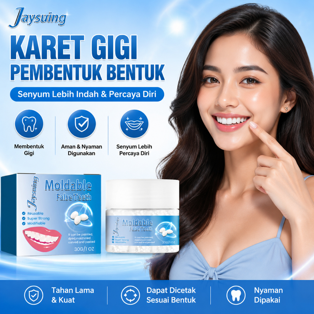 Jaysuing 30g Lem Plastik Pembentuk Gigi , Penambal Gigi Ompong, Tutup Celah Antar Gigi, Perbaiki Gig