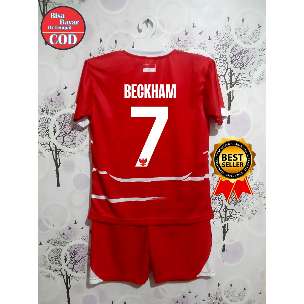 BAJU BECKHAM ANAK LAKI LAKI 9-10 | SETELAN TIMNAS INDONESIA | JERSEY FUTSAL ORATMANGOEN NOMOR 11