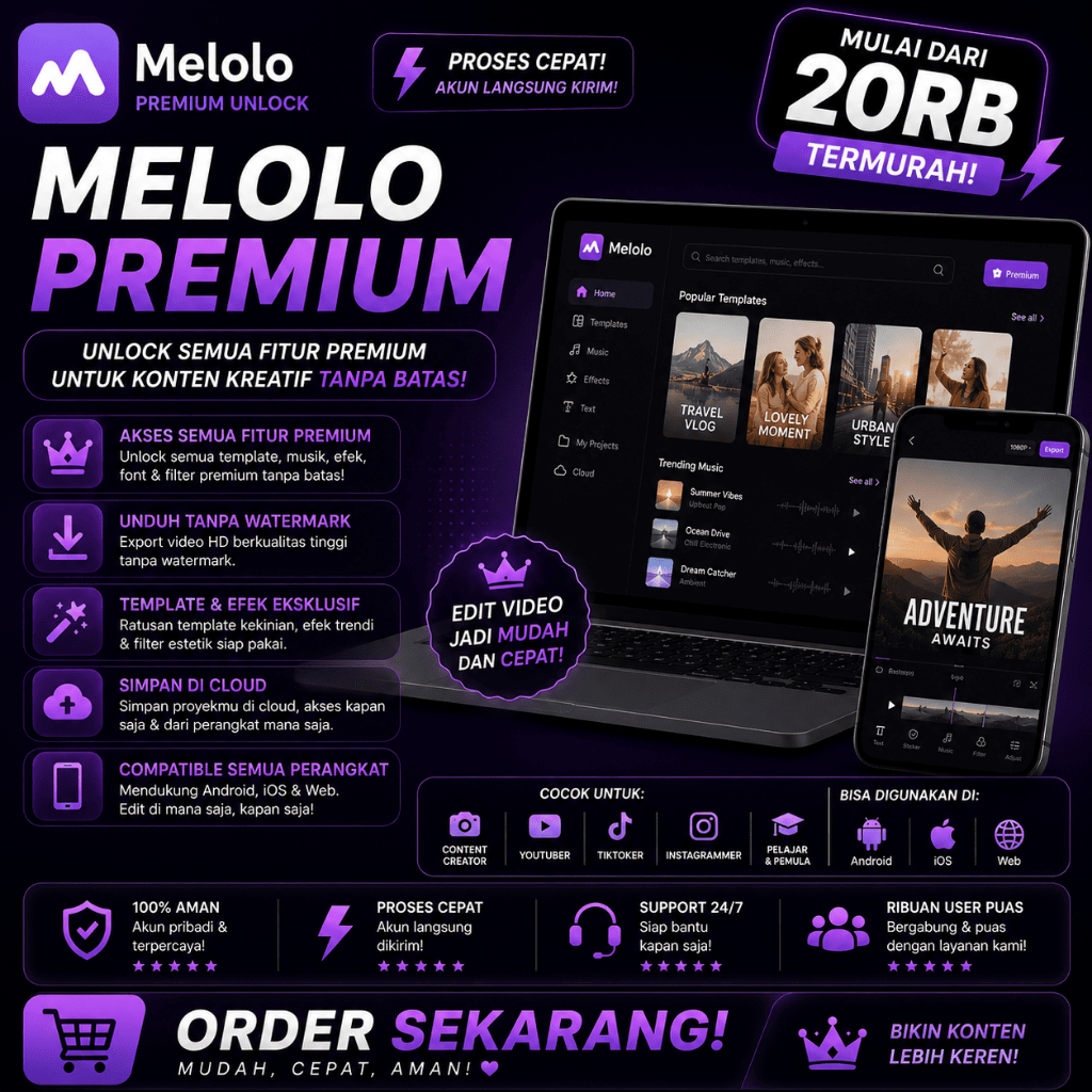 Melolo VIP Premium 1 Bulan Bergaransi