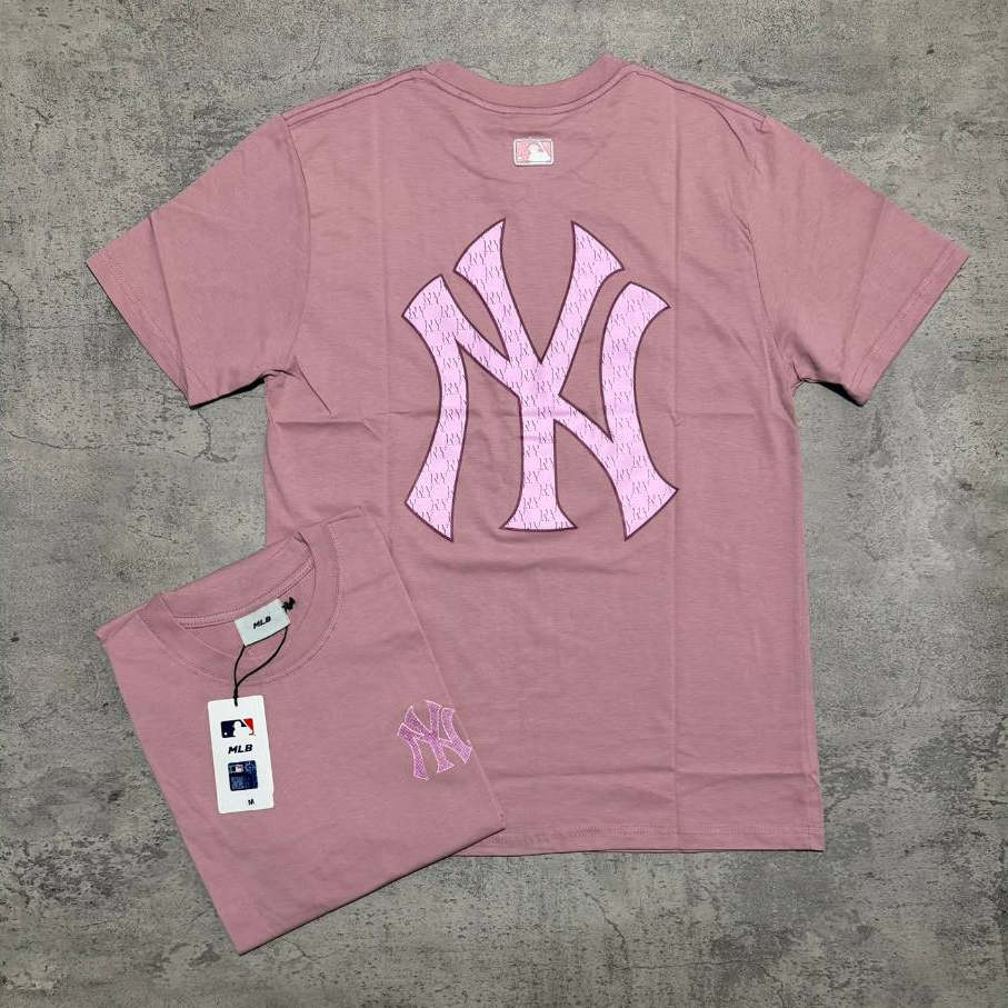 Kaos Branded MLB Print NY Magenta Print//Baju Kaos NY Print Mgnt//Kaos Branded Unisex