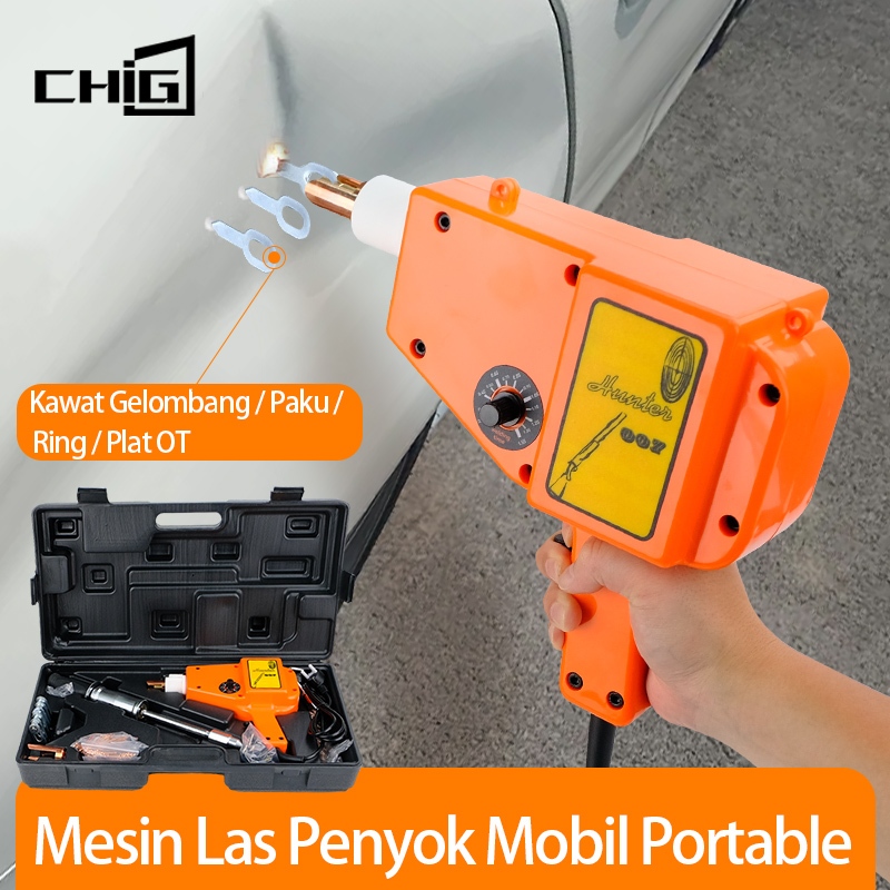 CHIGE Kit Stud Welder Portable 1600A 800VA Spot Welder Dent Puller Mesin Las Spot Body Repair Mobil