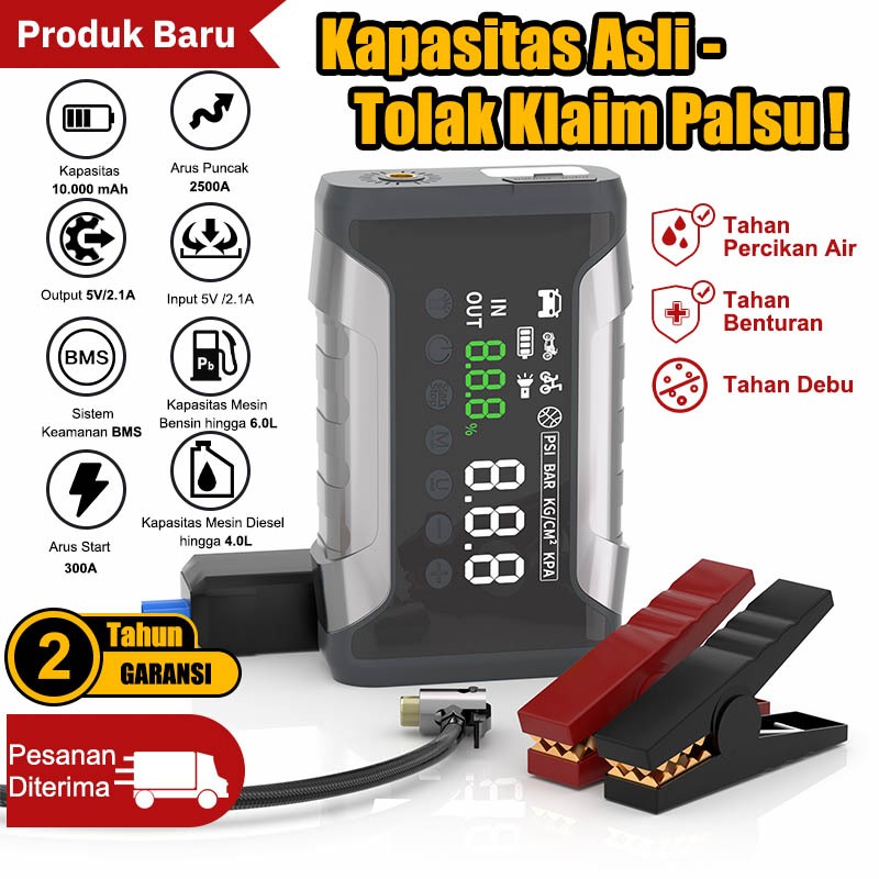 4-in-1 Power Starter Mobil Multifungsi GC02 Pompa Angin Ban Terintegrasi, Alat Jumper Darurat Aki Ma