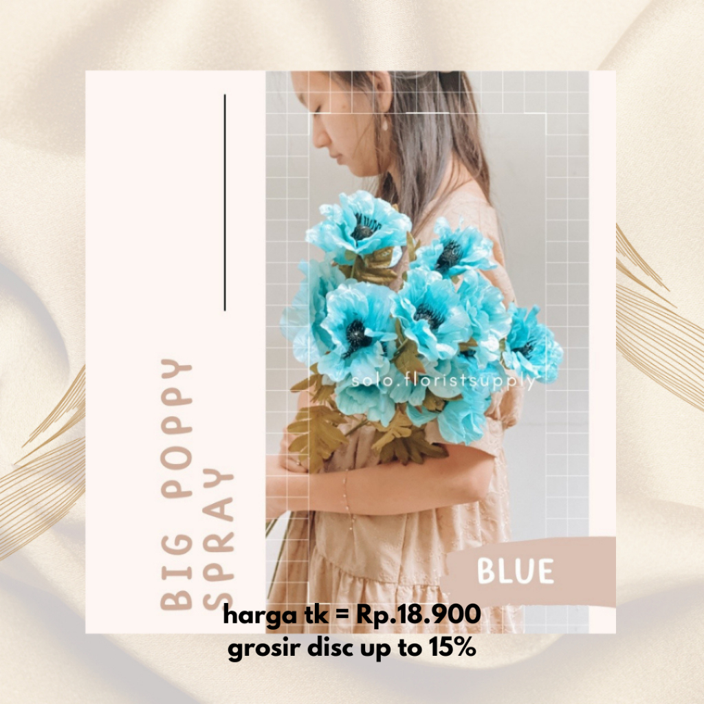 BIG POPPY FLOWER SPRAY BUNGA POPPY ARTIFICIAL FLOWER BUNGA CORN POPPY PALSU BUNGA HIAS BUKET DEKORAS