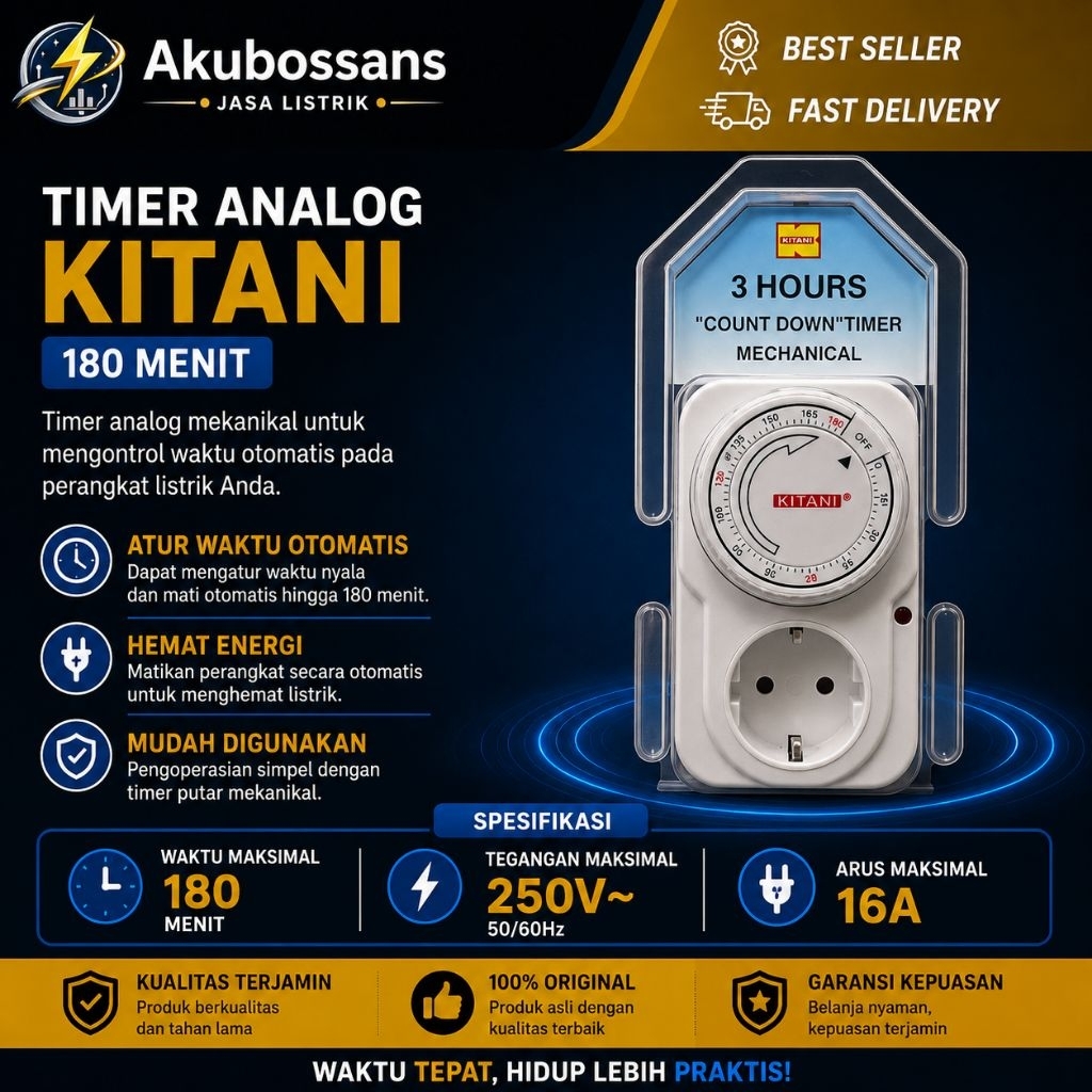 Timer Analog Listrik 220V Kitani 180 Menit
