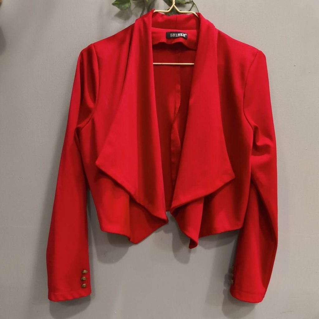blazer / outer crop top merah prelovd