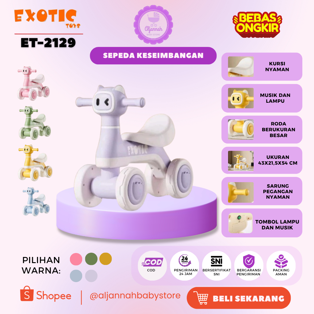 SEPEDA ANAK BALANCE BIKE PUSH BIKE EXOTIC ET 2129