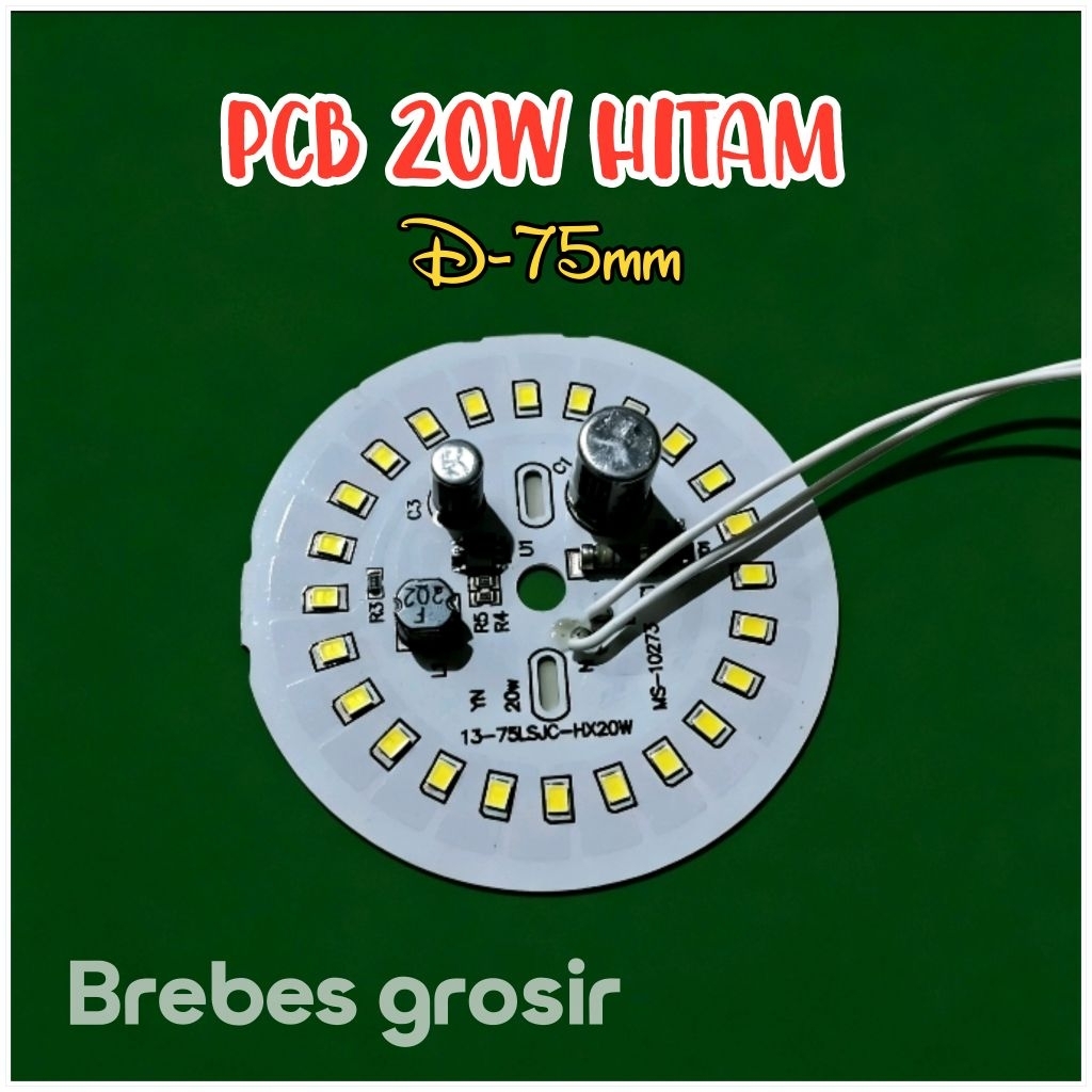PCB LAMPU LED AC 20W HITAM D-75mm