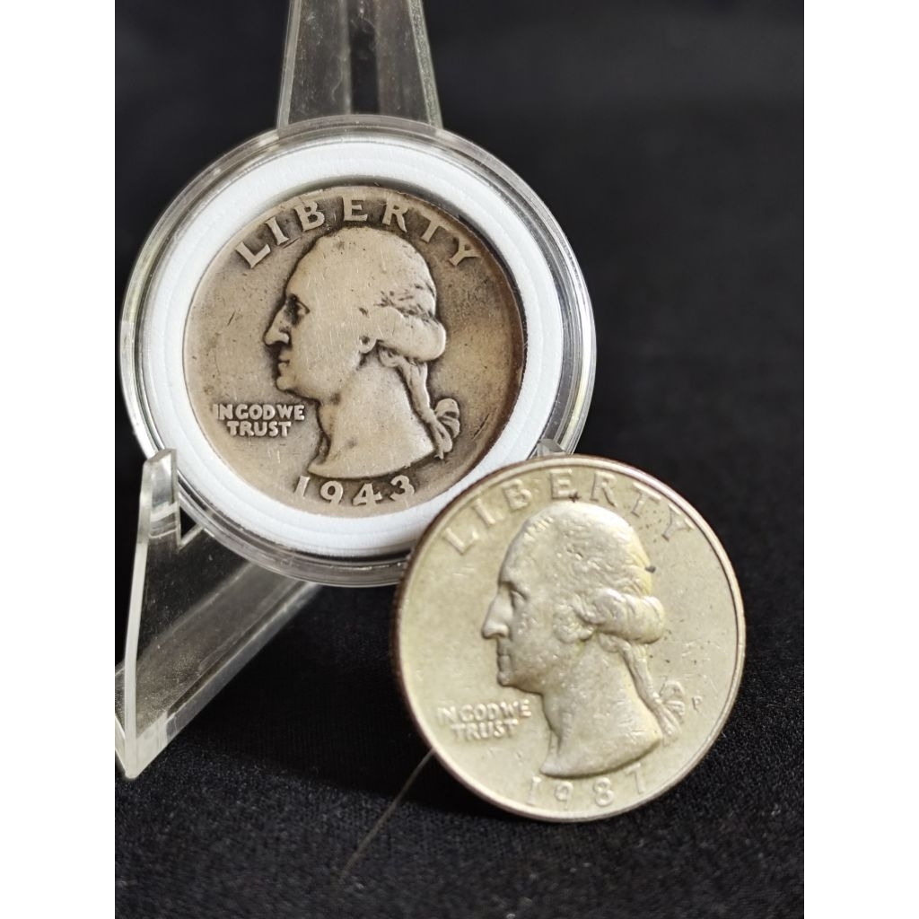 koin perak kuno asli liberty quarter 1943 D +bonus 1 koin liberty quarter 1987