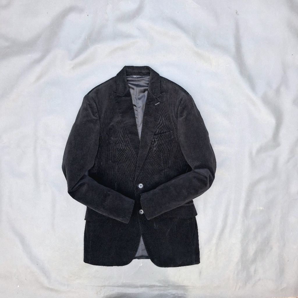 Prelove jas blazer casual baham corduroy hitam pekat /jas second corduroy banana republic hitam peka