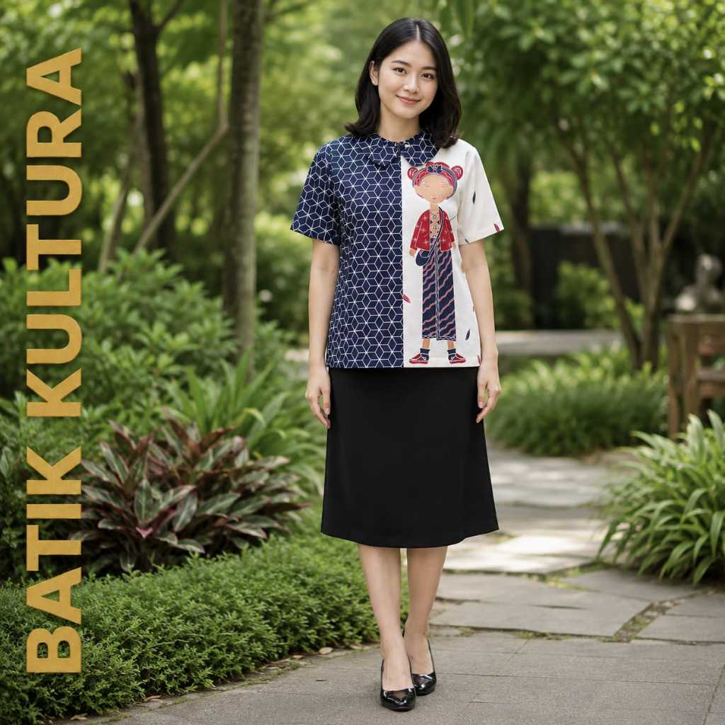 Kultura GSS02_Kultura Blus Batik Motif Unik Cocok Utk Kantoran dan Kondangan Jahitan Rapi