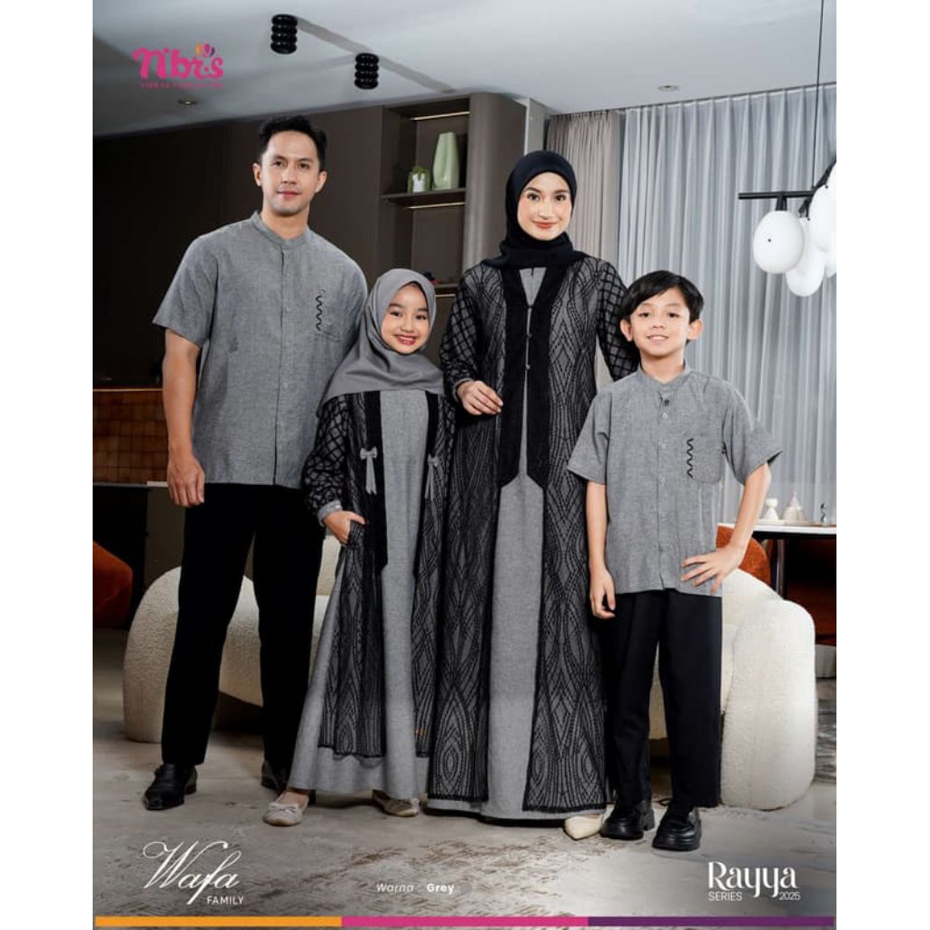 WAFA GAMIS DEWASA GREY NIBRAS/DRES WANITA SIMPLE/BAJU KONDANGAN WANITA BROKAT/BAJU MUSLIM WANITA/BAJ