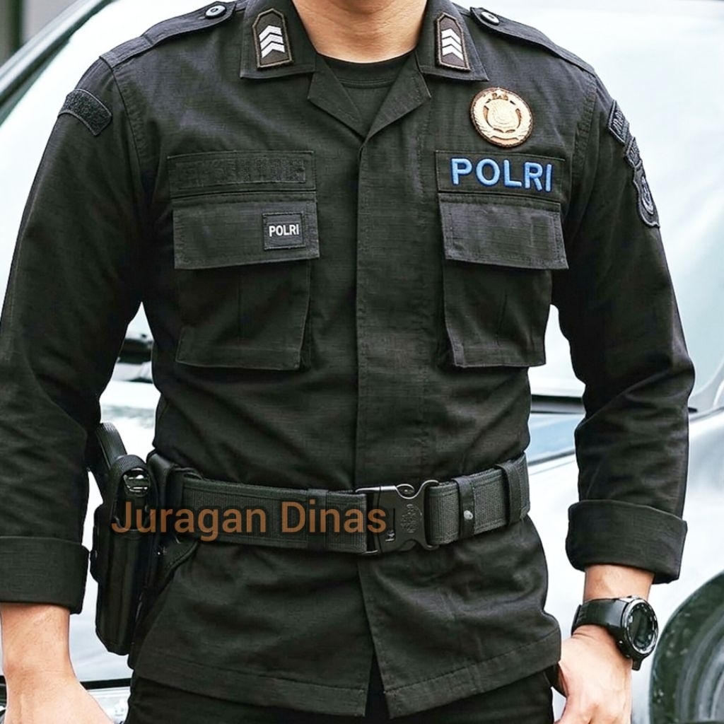 Atasan baju pdl hitam Tactical brimob jatah polri