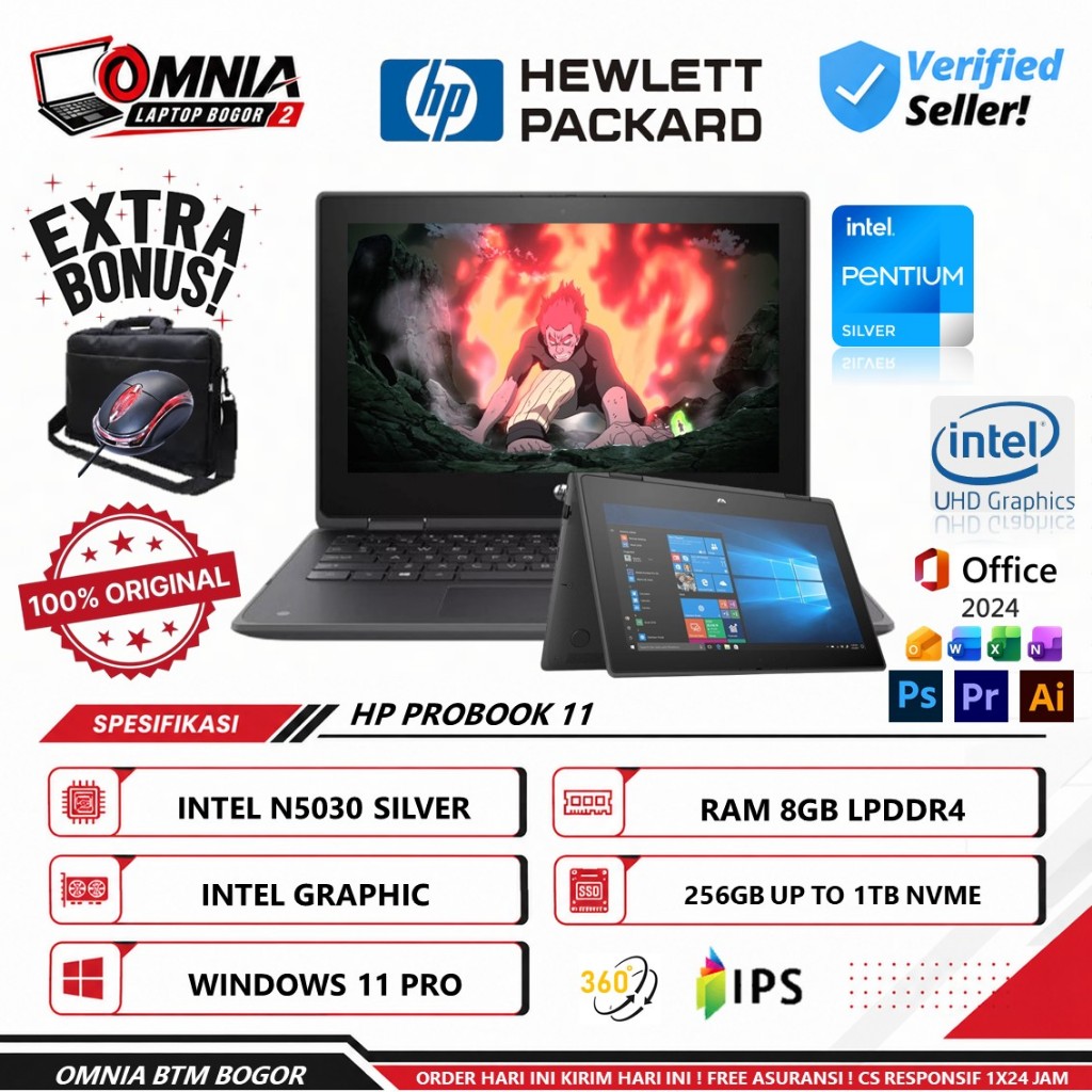 Hp Probook X360 11 Touchscreen Intel Pentium Silver N5030 8gb 1tb 11.6  Windows 11 Pro