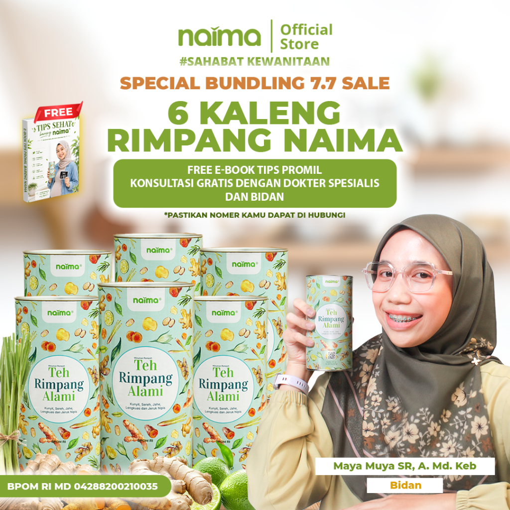 [Special 7.7] Free E-Book Naima - Bundling 6 Kaleng - Minuman Rimpang Alami 100% Original dan Halal 