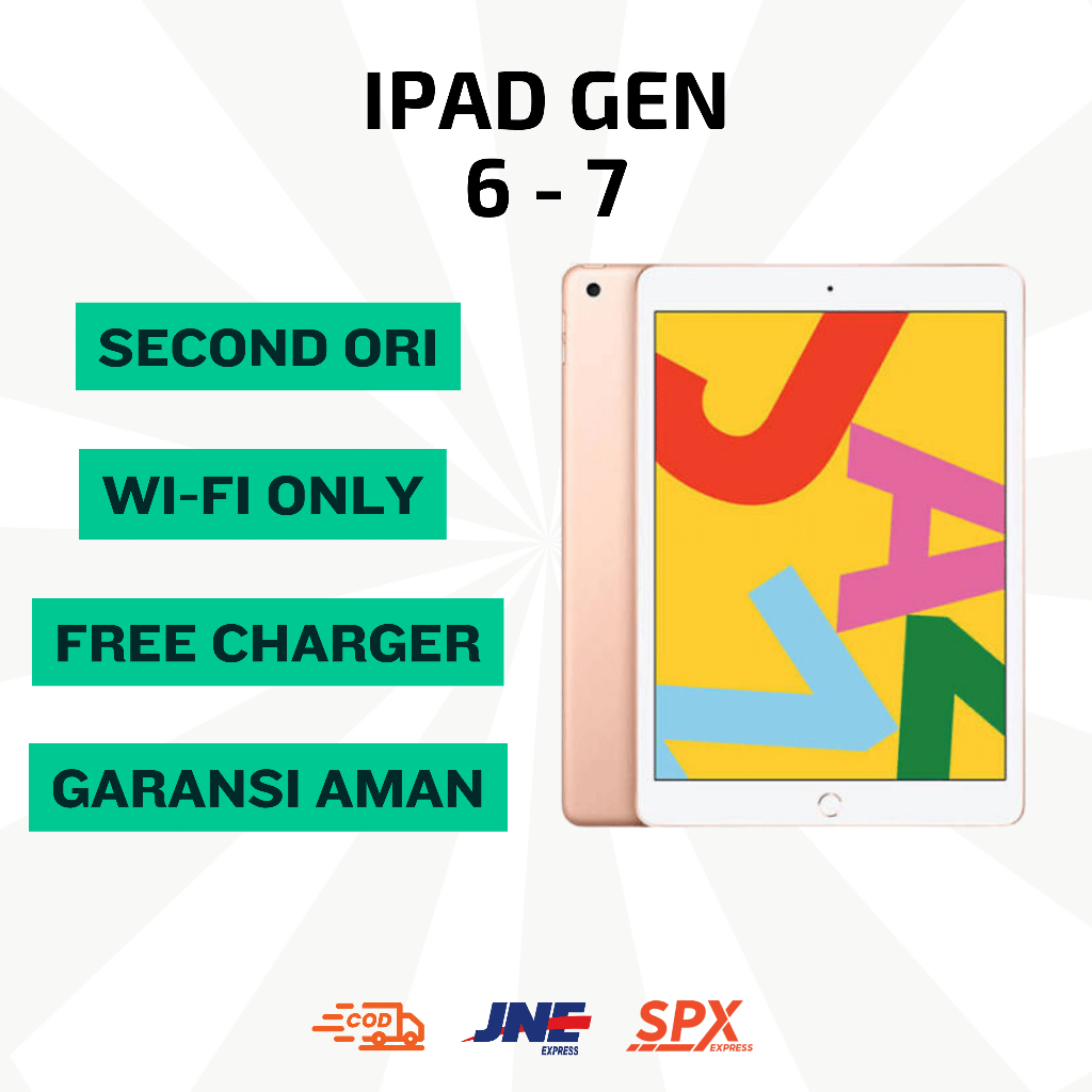 COD // iPad Gen 6 dan iPad Gen 7 // Second Inter Original // 16GB 32GB 64GB & 128GB // Wi-Fi Only //