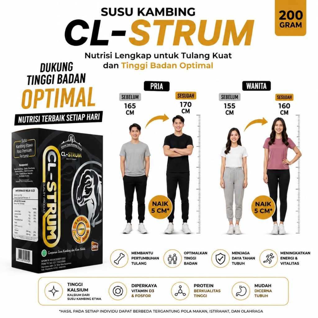 Susu Peninggi Badan Paling Ampuh CLSTRUM Kambing Etawa Plus Herbal CL-STRUM