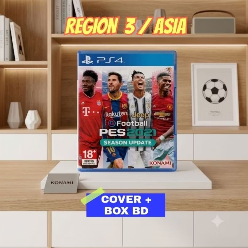 CUSTOM COVER GAME + BOX BD PS4 PES 2021 REG 3 ASIA KOTAK KASET PENGGANTI
