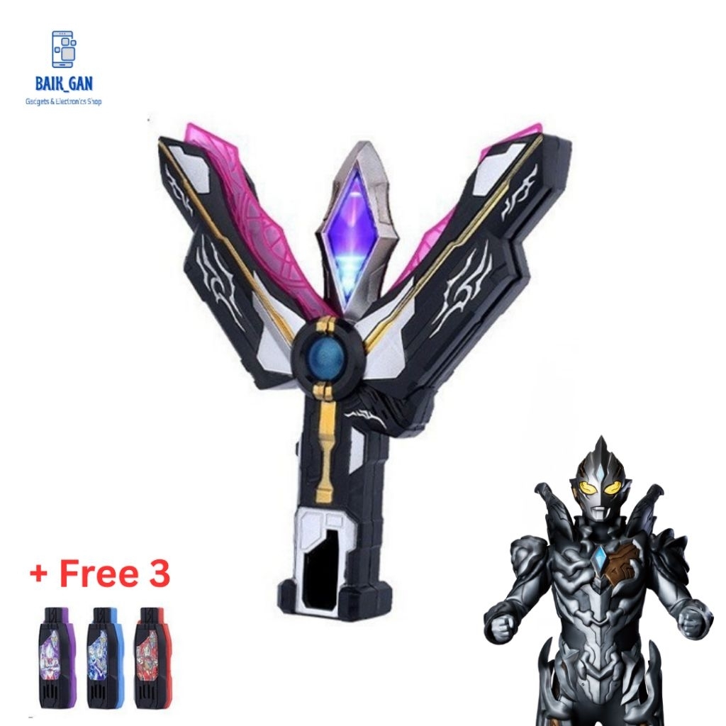 Mainan Alat Berubah Ultraman Trigger Jahat DX Dark Sparklance Ultraman Trigger Dark Hitam, GUTS Blac