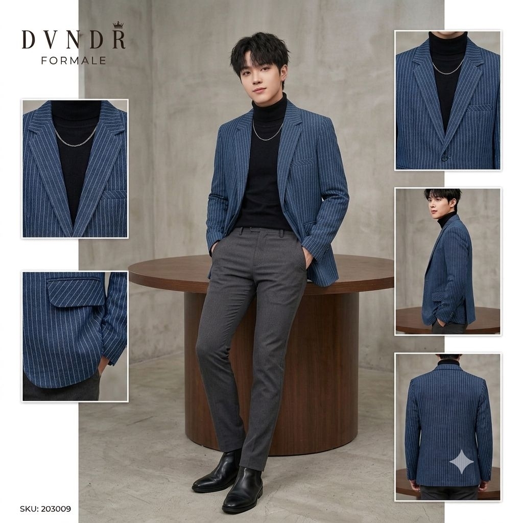 Sale New Dvandra.Id Jas Blazer Striped Blazer Salur Pria Motif Garis-Garis Tipis Vertikal